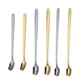 thumbnail image 4 of Toystoory Cuchara agitadora, cucharas de postre de miel impermeables reutilizables, cucharillas de cabeza cuadrada, varilla agitadora para Cocina y Comedor 15cm/Oro, 4 of 6