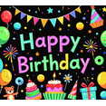 thumbnail image 4 of LUUFILx Colorful Birthday Themed Banner with Balloons Cupcakes and Stars Happy Birthday Party Decoration Backdrop Photography Props, 4 of 7