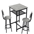 thumbnail image 2 of Barara King Bar Table and Chair Set, Bistro Set, Bar Table with 2 Bar Stools, 3 Pieces Bar Table Set with Backrest, Gray, 2 of 8