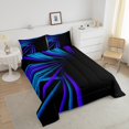 thumbnail image 4 of Erosebridal Futuristic Abstract Bedding Full Comforter Set, Neon Gradient Down Comforter, Hippie Striped Decor, Reversible, 4 of 7