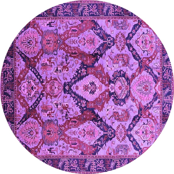 Ahgly Company Indoor Round Oriental Purple Industrial Area Rugs, 8' Round