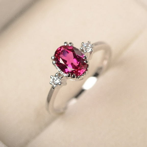 Natural Pink Ruby Ring, 925 Sterling Silver Ring, Gift for Her, Gemstone Ring, Birthstone Rings for Women, Gift For Her