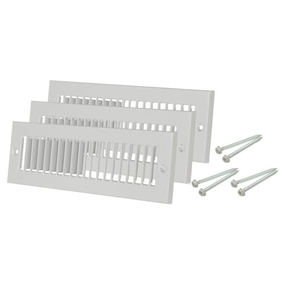 2" x 10" Duct Opening Vent Cover, 3 Pcs Toe Kick Vent Cover HVAC for Wall Floor, Gray-Outer Size: 3.4" x 11.4"