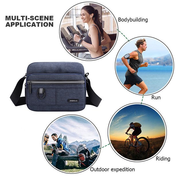 Bolsa bandolera de lona reflectante para hombre, para teléfono, viaje de trabajo (azul horizontal) Ehuebsd Para Estrenar