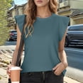 thumbnail image 2 of Womens Tops Women's Fashion Casual Short Sleeved T Shirt Round Neck Solid Color Loose Top Vest 1 Athletic Tops for Women Loose Fit Business Shirts Women Neck Top Camisole Tall Clothes Ballet Blue XL, 2 of 9