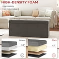 thumbnail image 4 of Skandiquip 43.5" Large Storage Ottoman with Linen Lid and Sides, Comfy Footstool for Living Room, Bedroom Bench, No Assembly, 660 Lb Capacity, Black, 4 of 6