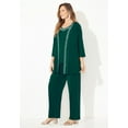 thumbnail image 3 of Catherines Women's Plus Size Petite Beaded 3-Piece Cardigan Pant Suit, 3 of 6