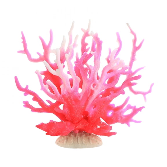 XIBUFE 2026 New Artificial Aquarium Coral Decor, Plastic Faux Coral Reef Decorative Fish Tank Decorations, Realistic Ocean Plant Ornaments for Party, Living Room - Pink White 6.72.65.7Inch