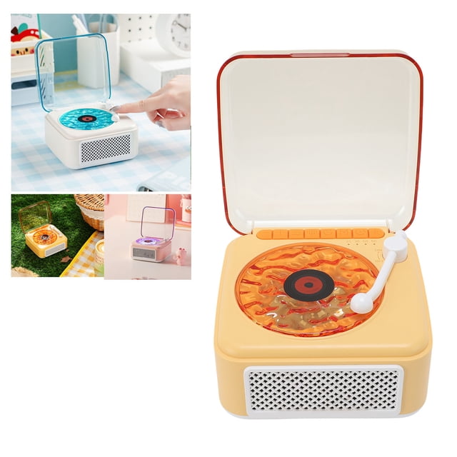 Wireless Speaker, Small Record Player Night Light USB Rechargeable Desktop Wave Speaker for Bedroom Party