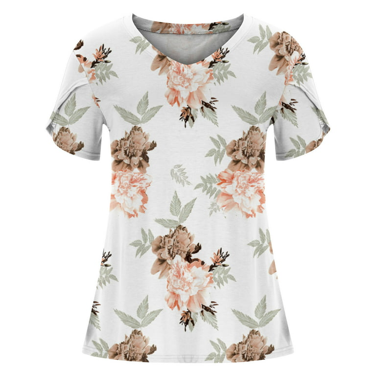 Patlollav Womens Plus Size Clearance Summer Tops Women Causal V-Neck Print  Blouse Short Sleeve T-Shirt 