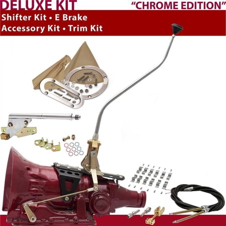 American Shifter TH350 Shifter Kit Chrome 23 in. Swan E Brake Cable Clamp Trim Kit for DEC0A