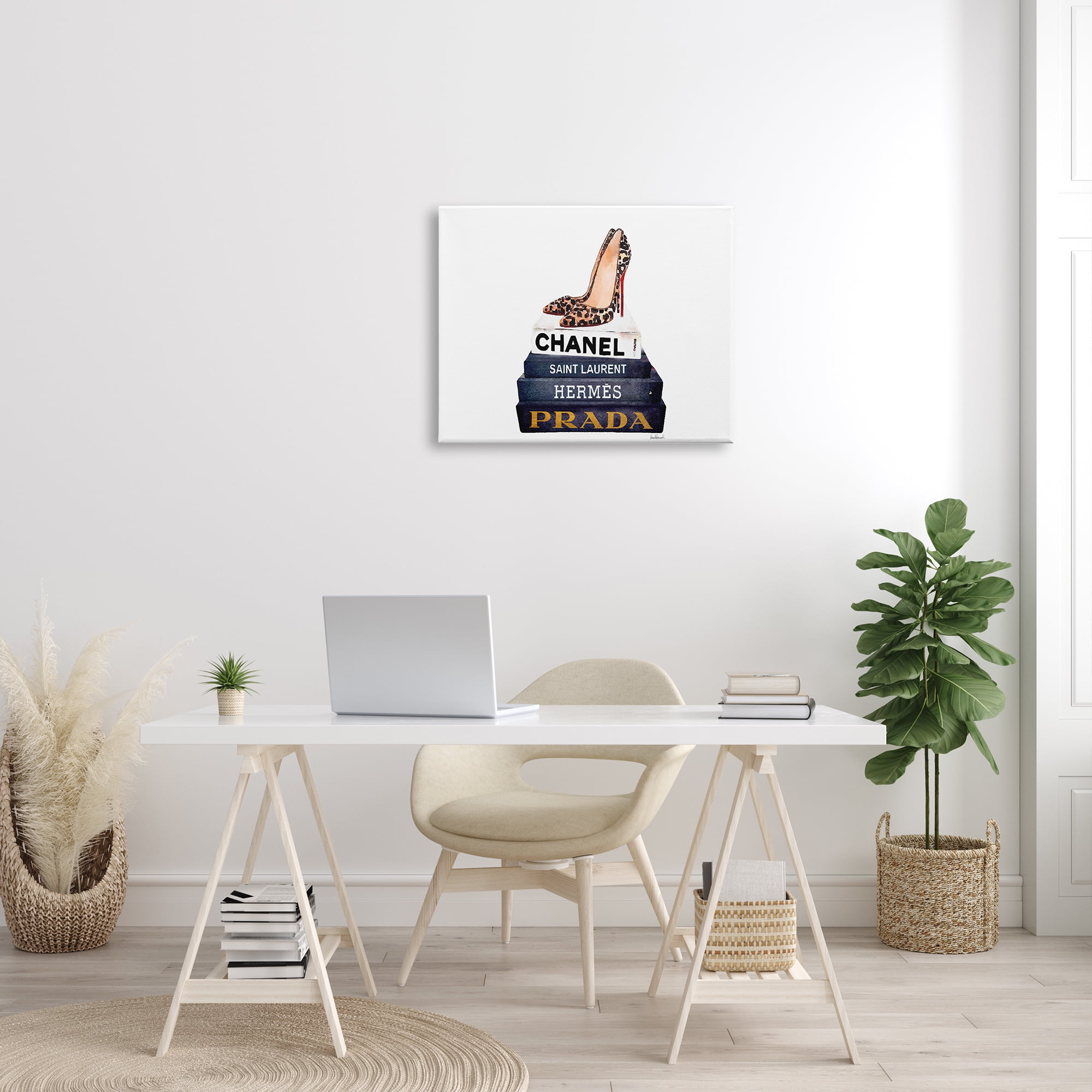 The Stupell Home Decor Collection Fashion Books with Leopard Heels Canvas Wall Art