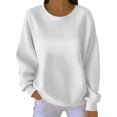 thumbnail image 1 of ManxiVoo Chandail en Molleton Basique à Col Rond pour Femmes Manches Longues Chandail-Over Polyvalent Confortable Taille m Blanc, 1 of 9