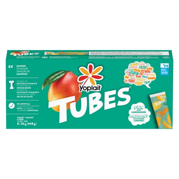 Yoplait Tubes Yogurt Mango, Kids Snack, 8x56g