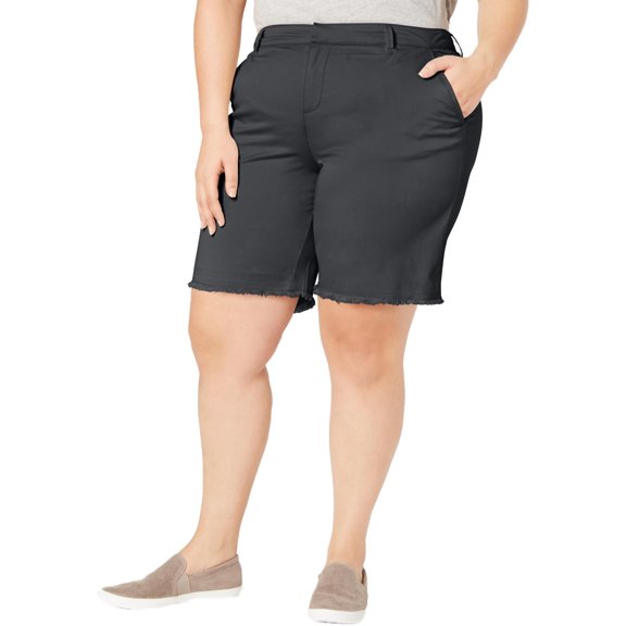 Style & Co. Womens Plus Mid Rise Frayed Hem Bermuda Shorts