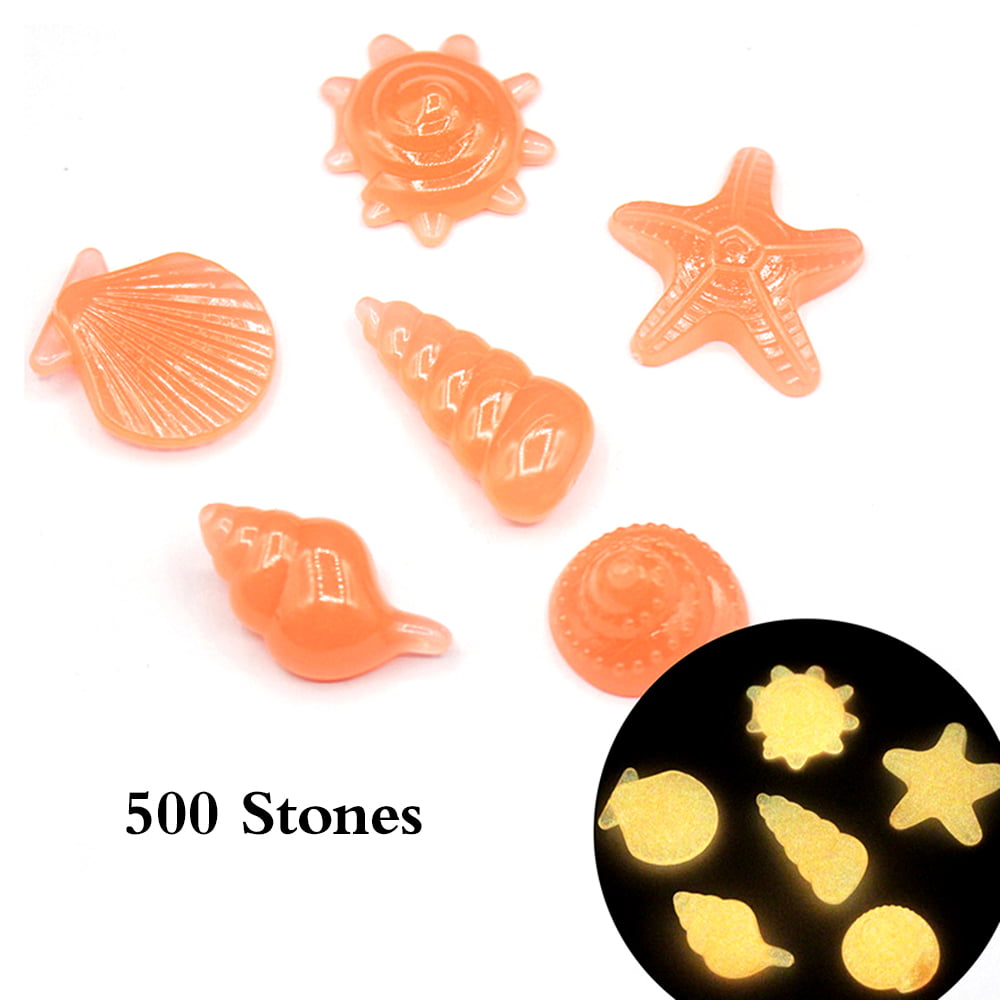 Colorful Pebble Conch Shell Glow Stones in the Dark for Aquarium Fish Tank 