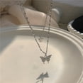 thumbnail image 3 of Collar mujer y collar doble mariposa cadena acero titanio, 3 of 8