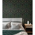 thumbnail image 2 of NextWall Victorian Garden Floral Peel and Stick Wallpaper (Midnight Blue & Evergreen), 2 of 17