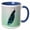 Blue/White, variant on 3drose, Purple Peacock with Teal,turquoise and Purple Feathers on Light Green and Lavender Damask Background, 11oz Magic Transforming Mug