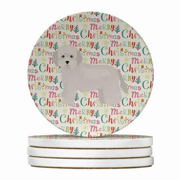 Cyprus Poodle Merry Christmas Large Sandstone Coasters Pack of 4 4 in x 4 in