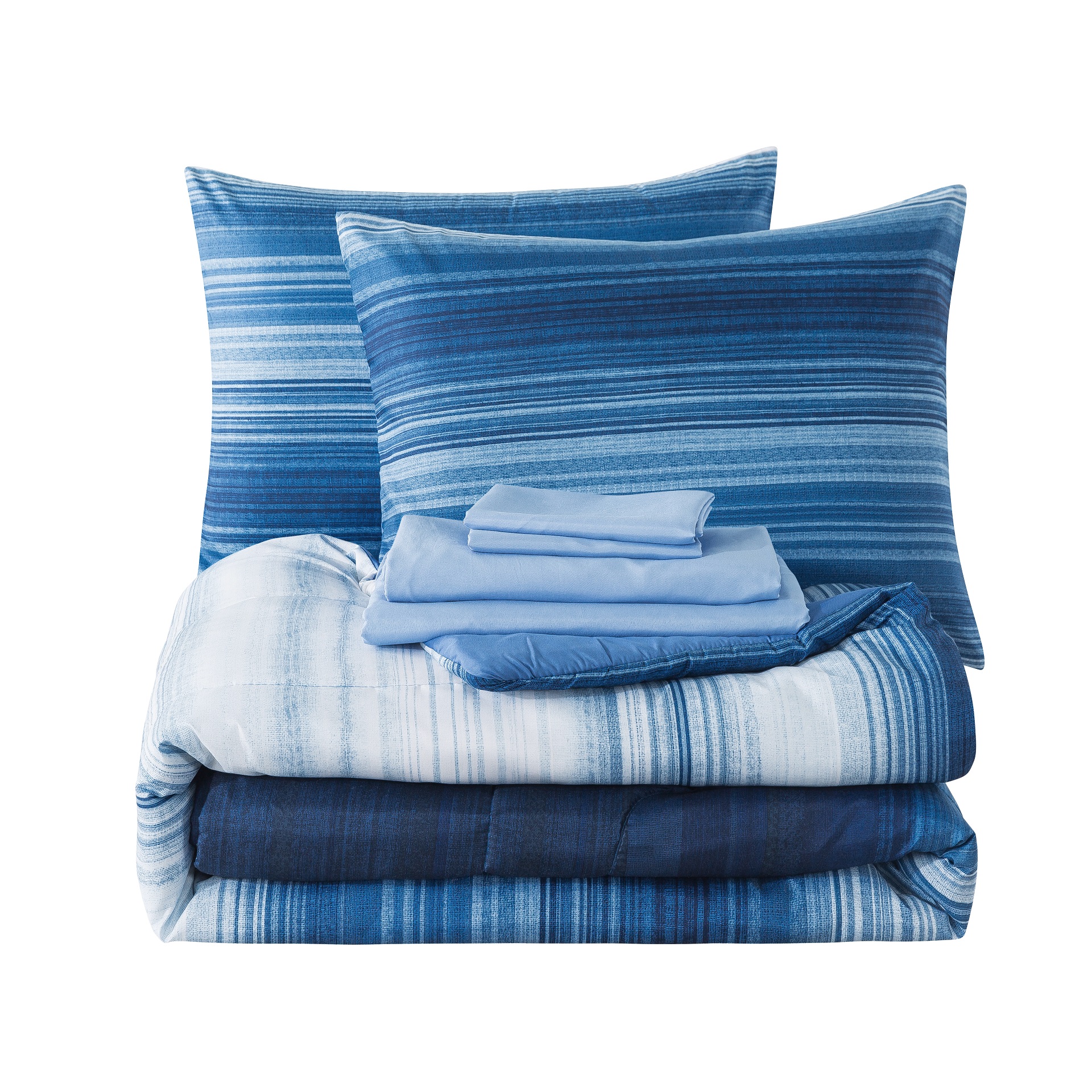 Mainstays Blue Stripe 6 Piece Bed in a Bag Comforter Set With Sheets, Twin/Twin XL - image 5 of 8