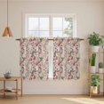 thumbnail image 2 of Pink Beige Flowers Kitchen Curtain for Berdoom Living Room Cafe 45 Inch Length, Spring Floral Elegant Pastoral Rustic Tiers Curtains Light Filtering Drapes Window Treatment 2 Panels 52"Wx45"L, 2 of 8