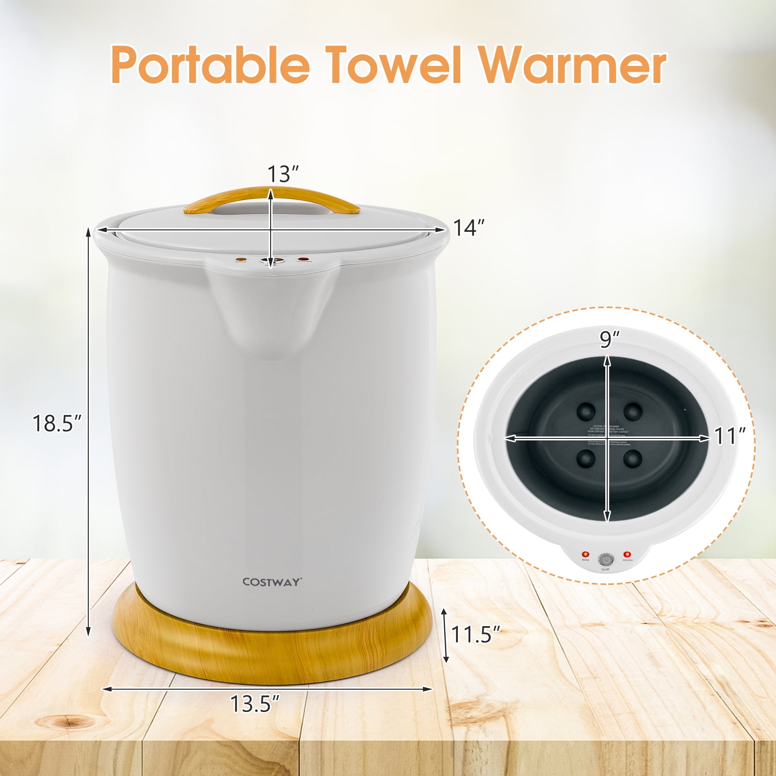 Costway Bathroom Towel Warmer Bucket with Fragrance Holder Auto Shut Off Grey Walmart