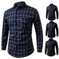 thumbnail image 1 of Txeol Chemises à Manches Longues pour Hommes à Carreaux Mode Décontractée avec Poche, Bleu, TTTG, 1 of 7