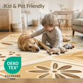 thumbnail image 4 of ODIKA 9'x12' Beige Gold Diamond Botanical Leaf Floral Washable Area Rug Traditional Geometric Squares with Nature Motifs for Master Suite, California King, Under Bed, Non-Shedding, Easy Care, 4 of 7