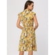 thumbnail image 3 of Vestido camisero floral de chifón de verano para mujer, manga casquillo, todos los días, casual, vestidos de cintura elástica ahumados Amarillo XL, 3 of 6