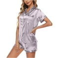 thumbnail image 4 of ibuvkizy Two Piece Sets for Women Summer Casual Outfit Sets,Women Jogger Outfit Plus Size,Women's Casual Homewear Short-Sleeve Tops Shorts Color Night Pajamas Suits, 4 of 6