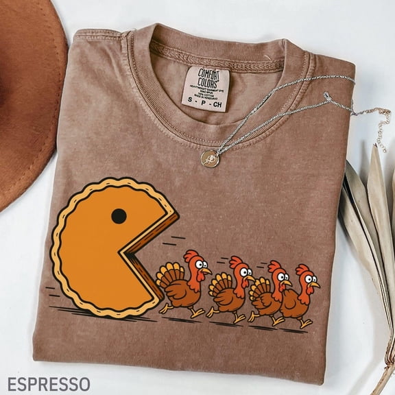 Comfort Colors Pumpkin Season Thanksgiving T-Shirt Retro Funny Fall Tee Pacman Turkey Graphic