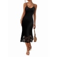 thumbnail image 4 of Women'S Dresses V Neck Spaghetti Strap Slip Midi Dresses Black L, 4 of 8