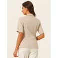 thumbnail image 3 of DARING DIVA Women's Cotton Linen Short Sleeve Blazer for Work Office S Khaki, 3 of 6