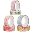 thumbnail image 2 of Washi Tape Pack Floral Gold Foil Decorative Masking Tape Wall Art Scrapbook Assorted Color 4x4x1.5cm 6 Rolls, 2 of 2