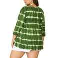 thumbnail image 3 of Tops de mujer plus size Agnes Orinda con rayas de teñido anudado, cuello en V, mangas 3/4, blusas casuales 4X verdes, 3 of 6