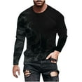 thumbnail image 2 of Zylanna Men's Long Sleeve T-Shirts, Loose Crew Neck Homewear Printed Casual Tops for Men Black, 2 of 3