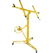 Drywall Lift Rolling Panel Lifter, 16ft Sheetrock Lift Drywall Lift, All Welded Steel Hoist Jack with Lockable Wheels, Adjustable Telescopic Arm & Stable Tripod Base - 150lb Weight Capacity (Yellow)