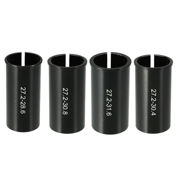 Unique Bargains 4 Pcs Bicycle Seat Post Tube Adapter Reducing Sleeve 27.2mm to 28.6mm 27.2mm to 30.4mm 27.2mm to 30.8mm 27.2mm to 31.6mm Aluminium Alloy Black