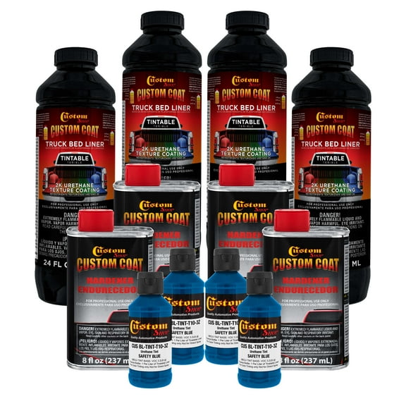 Custom Coat Safety Blue 1 Gallon Urethane Spray-On Truck Bed Liner Kit -Easy Mixing , Prevent Stop Rust