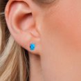 thumbnail image 3 of Gem Stone King 10K White Gold Blue Opal Stud Earrings for Women Men (1.00 Cttw, Gemstone October Birthstone, Oval Cabochon 6X4MM), 3 of 6