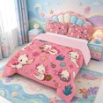 thumbnail image 2 of Manfei Salamander Pattern Full Size Comforter Sets,Purple Axolotl Bedding Comforter Set,Pink Reversible,3-Piece,1 Comforter and 2 Pillowcases, 2 of 7