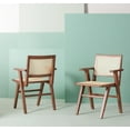 thumbnail image 2 of SAFAVIEH Couture Hattie Coastal Cane Solid Dining Armchair, Walnut/Natural (Set of 2), 2 of 13