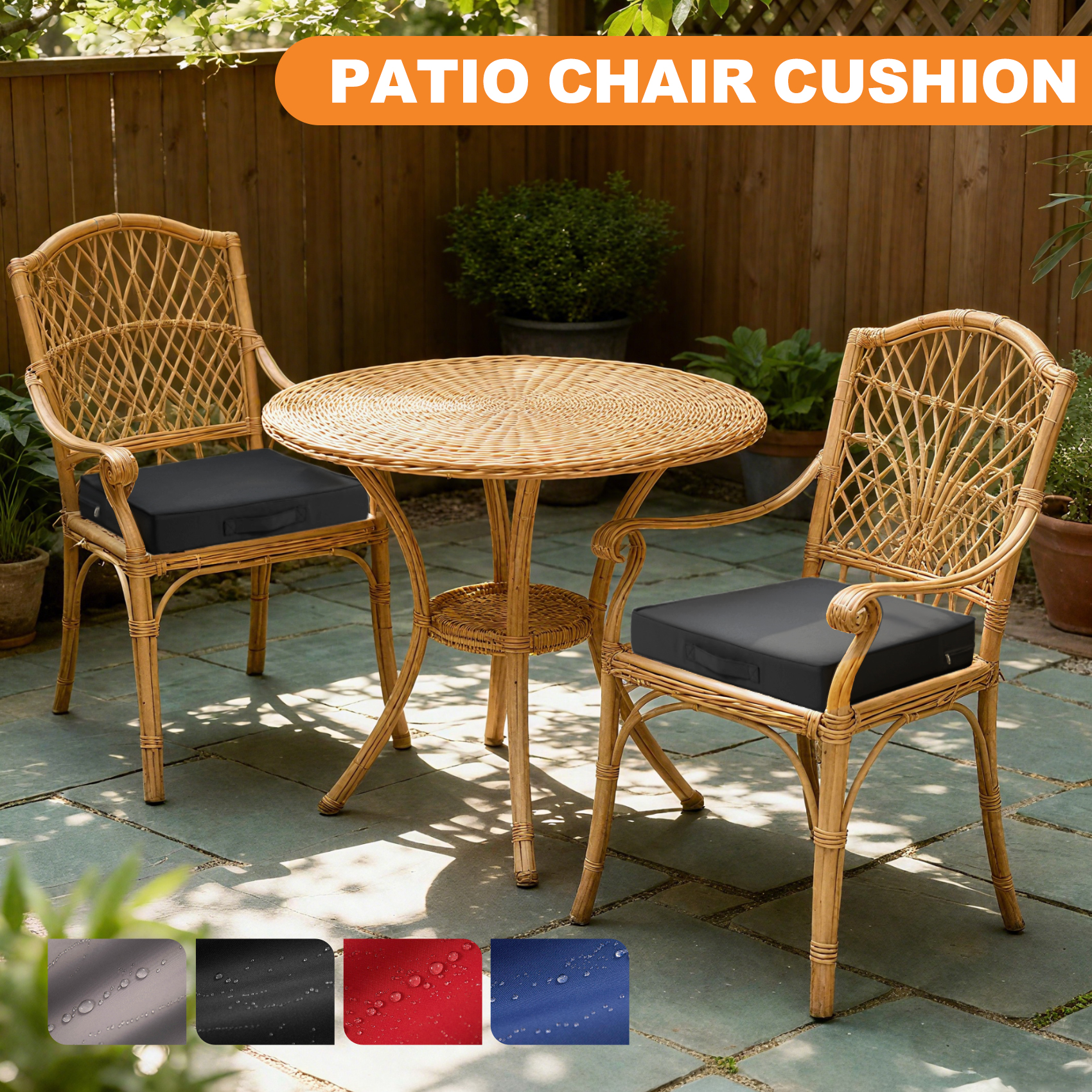 ROFIELTY Outdoor Chair Cushions Set of 2 - Patio Chair Cushion with Handle and Ties,,16" x 16" x 3",black