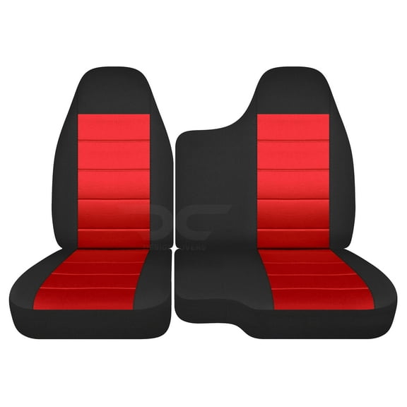 T48-Designcovers Fits 2004-2012 Chevy Colorado/GMC Canyon Velour Truck Seat Covers(Front 60/40 Split Bench) No Armrest: Black and Red