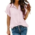 thumbnail image 3 of Camisa de manga corta Nikou para mujer con Cuello vuelto color puro, 3 of 3
