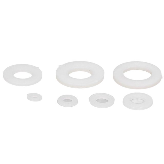 Kit surtido de 50 arandelas planas de nailon blanco, 7 tamaños: M3/M4/M5/M8/M10/M12 M3