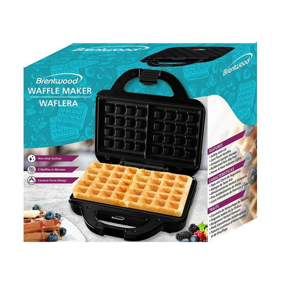 Brentwood TS-239BK Couture Purse Non-Stick Dual Waffle Maker Black 120V