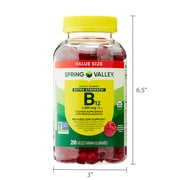 Spring Valley Extra Strength Vitamin B12 Supplement, Raspberry Flavor, 3000 mcg, 200 Count, Vegetarian Gummies for Metabolism Support