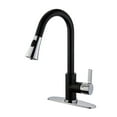 thumbnail image 1 of Kingston Brass LS8727CTL Robinet de Cuisine à Poignée Unique avec Pulvérisateur Rétractable, Noir Mat/chrome Poli, 1 of 3
